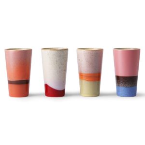 Ceramic 70´s latte mugs set of 4