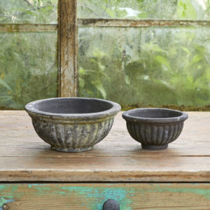 SONJA - KRUKA/SKÅL SET om 2st  CHOKO PATINA - S/2