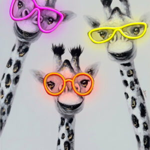OIL PAINTING GIRAFFE WALL ART - LED NEON