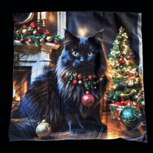 Kuddfodral katt med julkula 45x45cm