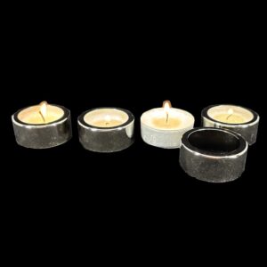 4 cm Metal candle holder silver 4-pack