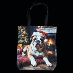 Väska Bulldog med julmössa